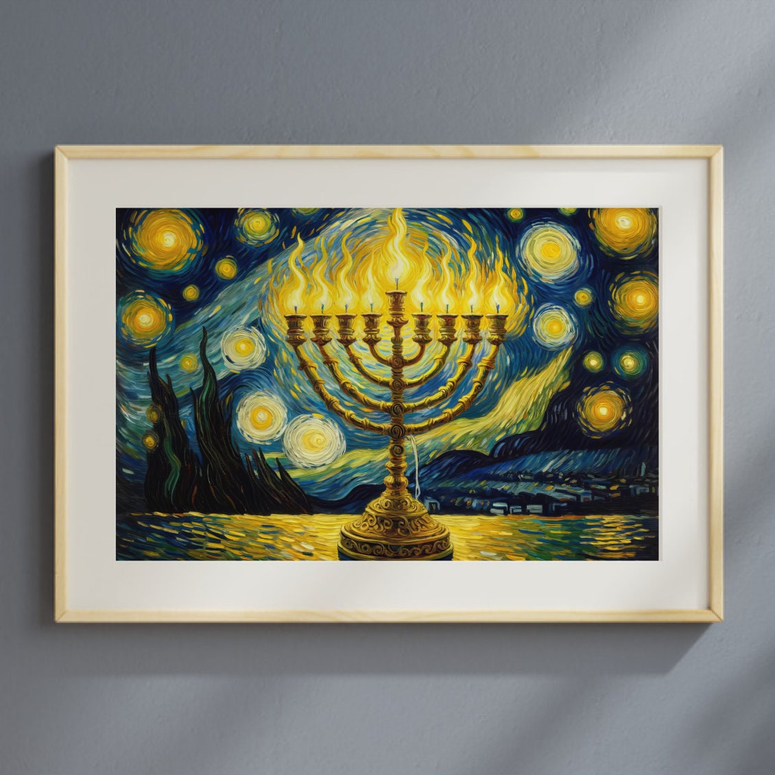 Menorah In Van Gogh Style Painting Digital Art