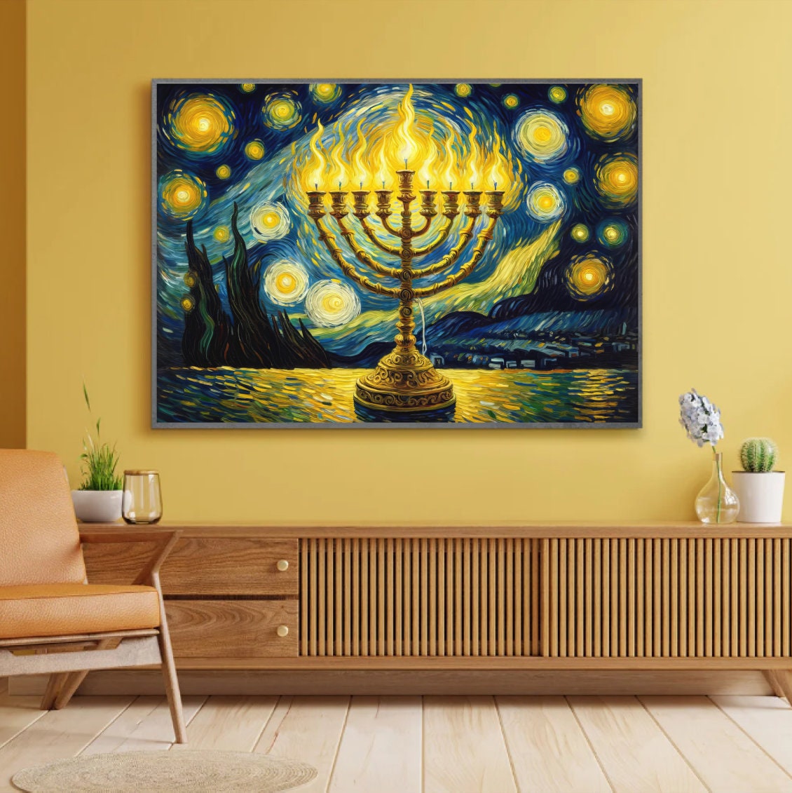 Menorah In Van Gogh Style Painting Digital Art