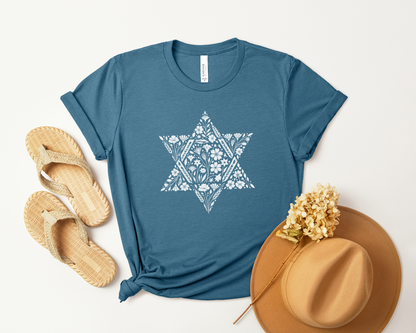 Floral Magen David Unisex Short Sleeve Tee