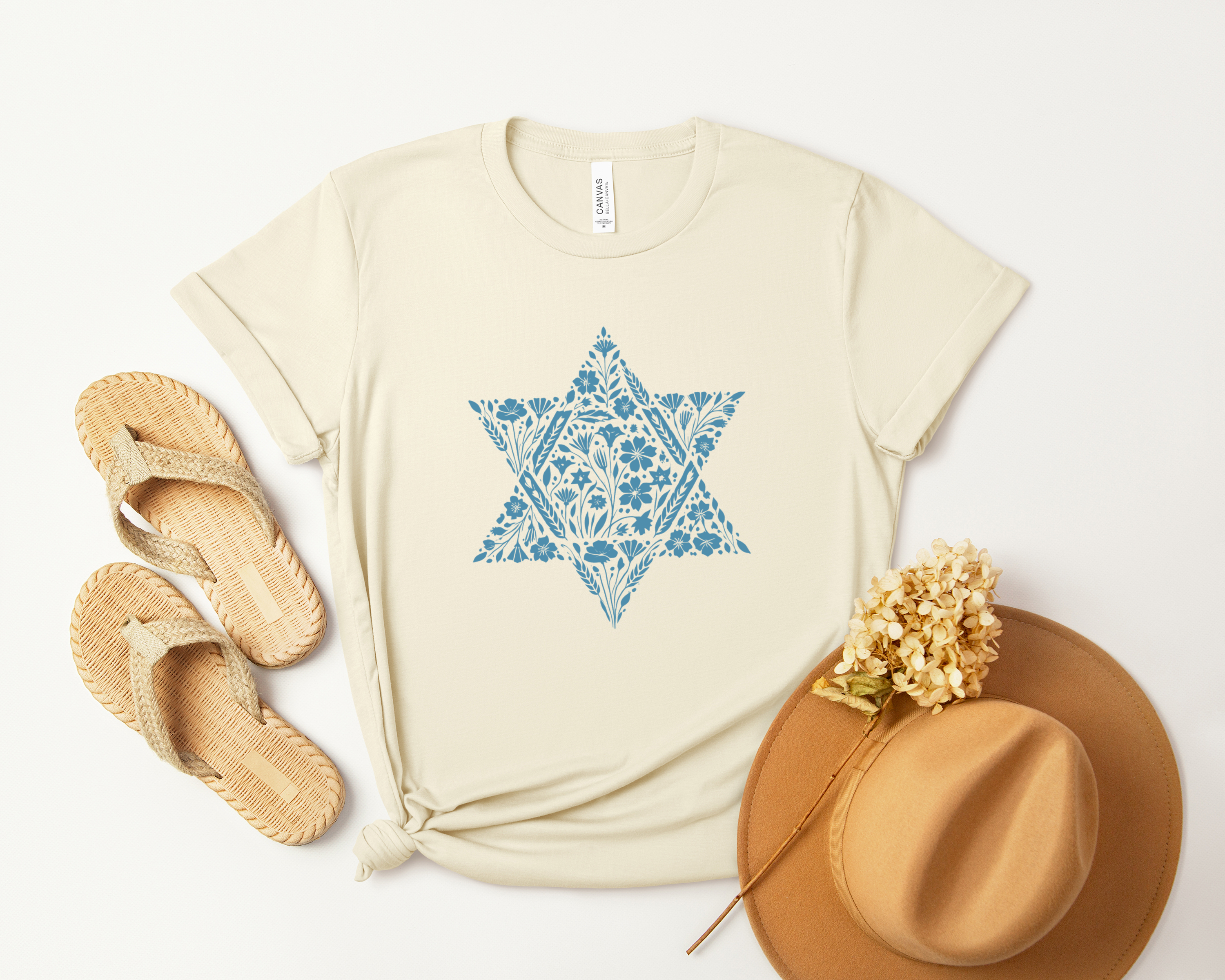 Floral Magen David Unisex Short Sleeve Tee