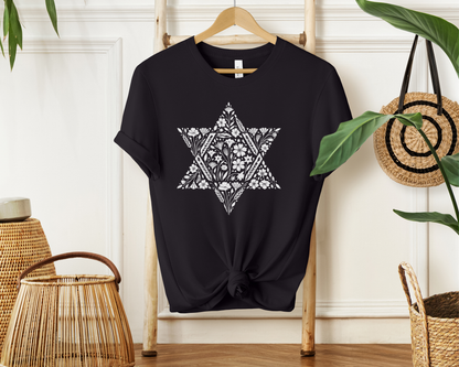 Floral Magen David Unisex Short Sleeve Tee