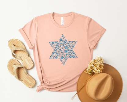 Floral Magen David Unisex Short Sleeve Tee